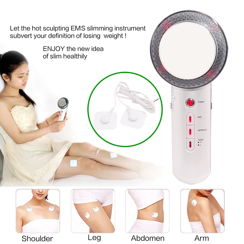 Face Reduction 3 in 1 EMS Infrared Ultrasonic body Massager Anti cellulite Fat Burner Weight Loss Infrared Slimming Machine Lift